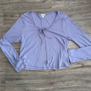 Lavender Lilac Long Sleeve Front Tie Top